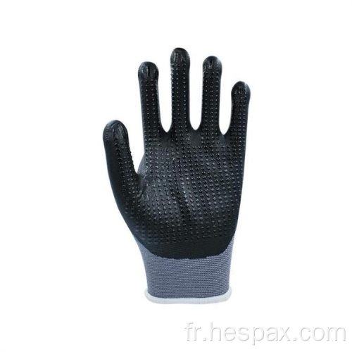 HESPAX 15G gants industriels en nylon gris microfoam nitrile